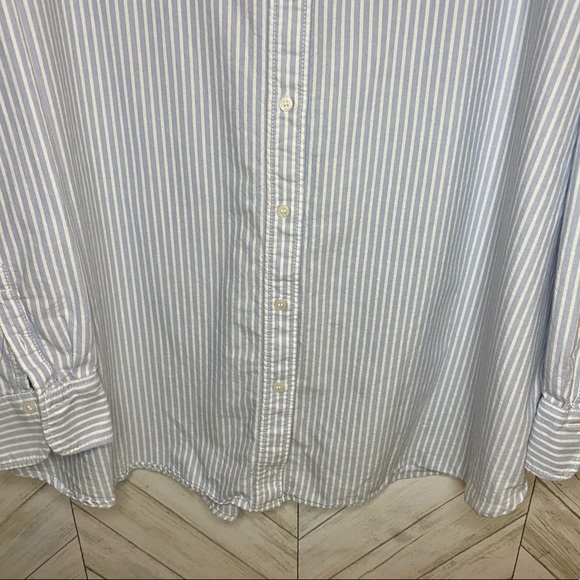 H&M blue and white white stripe button down shirt blouse - Picture 3 of 11